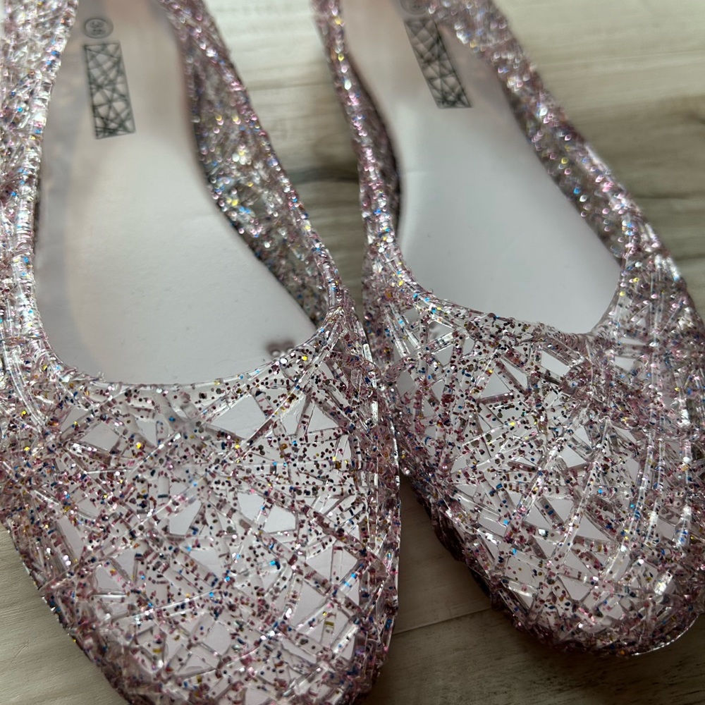 Purple Glitter Jelly Flats - Size 8 - Picture 2 of 4